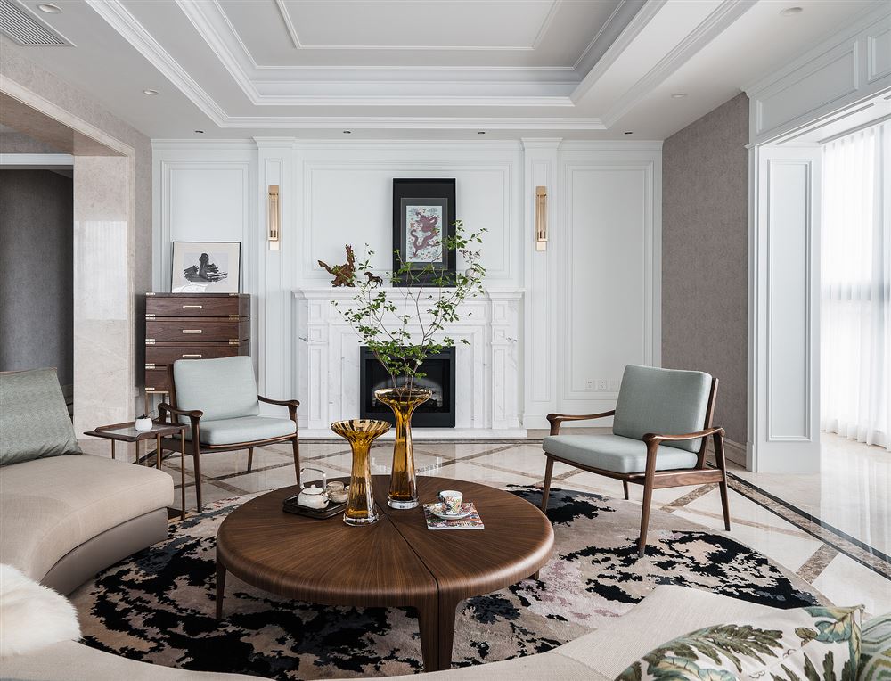 桂林室内装修保利紫山花园146平方米四居-美式轻奢风格室内设计家装案例