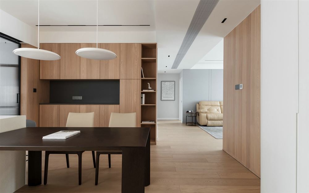 桂林室内装修佛山奥园159平方米四居-现代极简原木风格室内设计家装案例